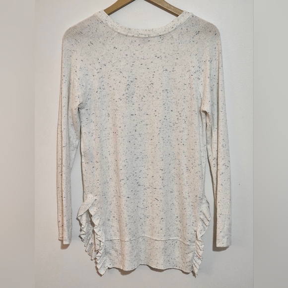 Anthropologie Postmark Blue & White Gia Sweater Womens XS Lightweight Ruffled - Picture 8 of 13
